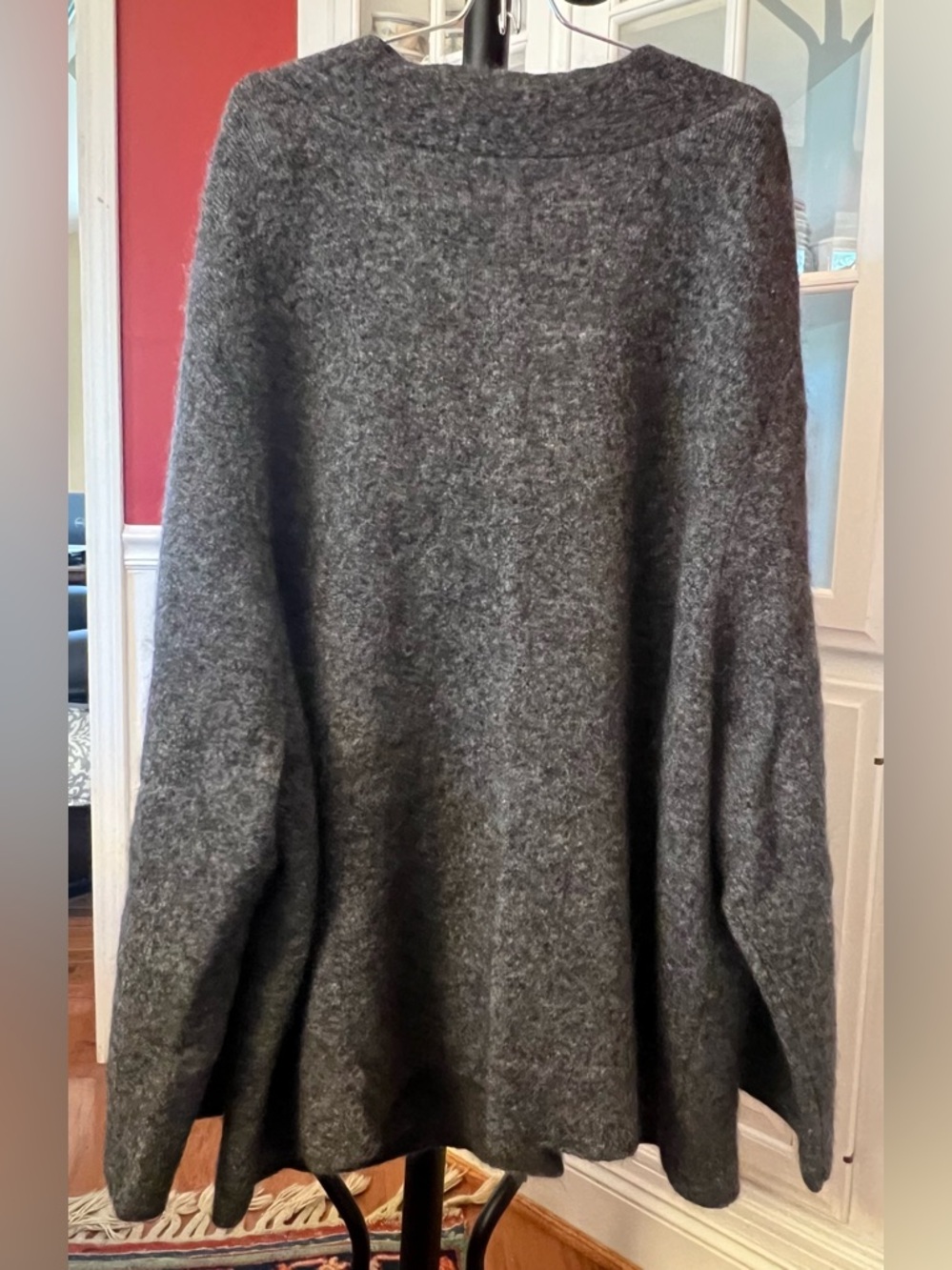 Eileen Fisher Dark Gray Open-Front Cozy Wool-Blend Sweater - Picture 2 of 9